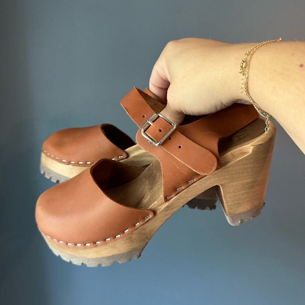 MIA Brown Leather Clogs - Picture 2 of 6